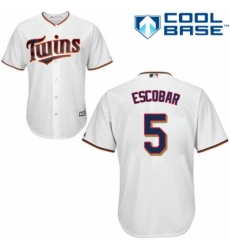Youth Majestic Minnesota Twins #5 Eduardo Escobar Replica White Home Cool Base MLB Jersey