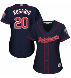 Women's Majestic Minnesota Twins #20 Eddie Rosario Replica Navy Blue Alternate Road Cool Base MLB Jersey
