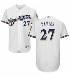 Men's Majestic Milwaukee Brewers #27 Zach Davies Navy Blue Alternate Flex Base Authentic Collection MLB Jersey