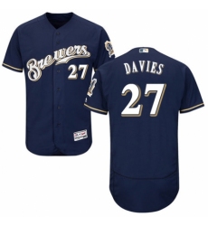 Men's Majestic Milwaukee Brewers #27 Zach Davies White Alternate Flex Base Authentic Collection MLB Jersey
