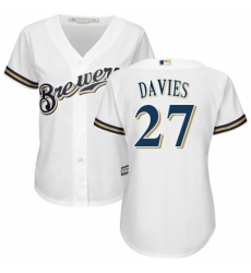 Women's Majestic Milwaukee Brewers #27 Zach Davies Authentic Navy Blue Alternate Cool Base MLB Jersey