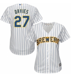 Women's Majestic Milwaukee Brewers #27 Zach Davies Authentic White Home Cool Base MLB Jersey