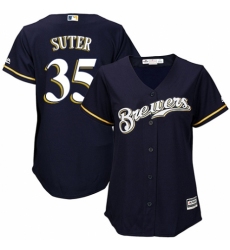 Women's Majestic Milwaukee Brewers #35 Brent Suter Replica White Alternate Cool Base MLB Jersey