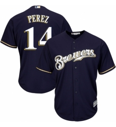Men's Majestic Milwaukee Brewers #14 Hernan Perez Replica White Alternate Cool Base MLB Jersey