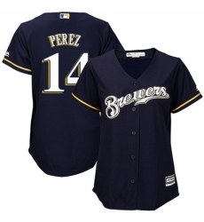 Women's Majestic Milwaukee Brewers #14 Hernan Perez Replica White Alternate Cool Base MLB Jersey