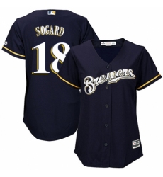 Women's Majestic Milwaukee Brewers #18 Eric Sogard Replica White Alternate Cool Base MLB Jersey