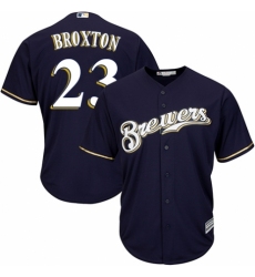 Men's Majestic Milwaukee Brewers #23 Keon Broxton Replica White Alternate Cool Base MLB Jersey