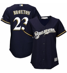 Women's Majestic Milwaukee Brewers #23 Keon Broxton Authentic White Alternate Cool Base MLB Jersey