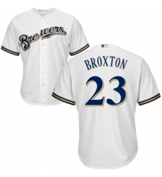 Youth Majestic Milwaukee Brewers #23 Keon Broxton Authentic Navy Blue Alternate Cool Base MLB Jersey