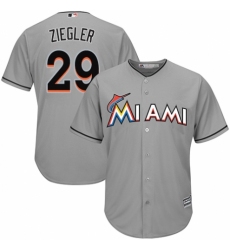 Men's Majestic Miami Marlins #29 Brad Ziegler Replica Grey Road Cool Base MLB Jersey