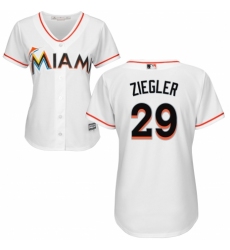 Women's Majestic Miami Marlins #29 Brad Ziegler Authentic White Home Cool Base MLB Jersey