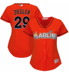 Women's Majestic Miami Marlins #29 Brad Ziegler Replica Orange Alternate 1 Cool Base MLB Jersey