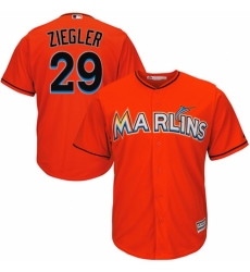 Youth Majestic Miami Marlins #29 Brad Ziegler Authentic Orange Alternate 1 Cool Base MLB Jersey