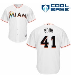 Youth Majestic Miami Marlins #41 Justin Bour Authentic White Home Cool Base MLB Jersey