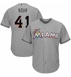 Youth Majestic Miami Marlins #41 Justin Bour Replica Grey Road Cool Base MLB Jersey