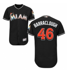 Men's Majestic Miami Marlins #46 Kyle Barraclough Black Alternate Flex Base Authentic Collection MLB Jersey