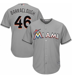 Men's Majestic Miami Marlins #46 Kyle Barraclough Replica Grey Road Cool Base MLB Jersey