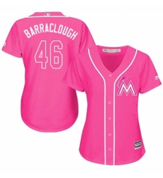Women's Majestic Miami Marlins #46 Kyle Barraclough Authentic Pink Fashion Cool Base MLB Jersey