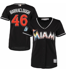 Women's Majestic Miami Marlins #46 Kyle Barraclough Replica Black Alternate 2 Cool Base MLB Jersey