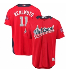Youth Majestic Miami Marlins #11 J. T. Realmuto Game Red National League 2018 MLB All-Star MLB Jersey