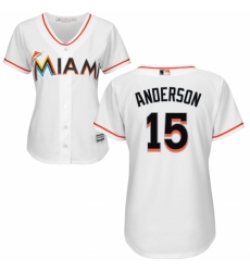 Women's Majestic Miami Marlins #15 Brian Anderson Authentic White Home Cool Base MLB Jersey