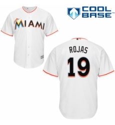 Men's Majestic Miami Marlins #19 Miguel Rojas Replica White Home Cool Base MLB Jersey