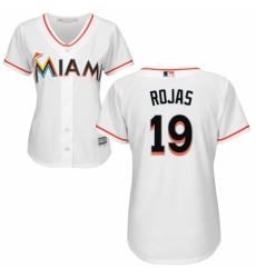 Women's Majestic Miami Marlins #19 Miguel Rojas Authentic White Home Cool Base MLB Jersey