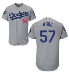 Men's Majestic Los Angeles Dodgers #57 Alex Wood Gray Alternate Flex Base Authentic Collection 2018 World Series MLB Jersey