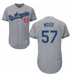 Men's Majestic Los Angeles Dodgers #57 Alex Wood Grey Road Flex Base Authentic Collection MLB Jersey