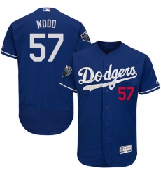 Men's Majestic Los Angeles Dodgers #57 Alex Wood Royal Blue Alternate Flex Base Authentic Collection 2018 World Series MLB Jersey
