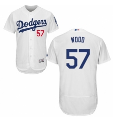 Men's Majestic Los Angeles Dodgers #57 Alex Wood White Home Flex Base Authentic Collection MLB Jersey