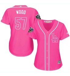 Women's Majestic Los Angeles Dodgers #57 Alex Wood Authentic Pink Fashion Cool Base 2018 World Series MLB Jersey