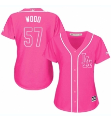 Women's Majestic Los Angeles Dodgers #57 Alex Wood Authentic Pink Fashion Cool Base MLB Jersey