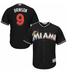 Youth Majestic Miami Marlins #9 Lewis Brinson Replica Black Alternate 2 Cool Base MLB Jersey