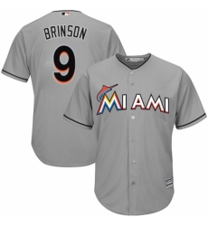 Youth Majestic Miami Marlins #9 Lewis Brinson Replica Grey Road Cool Base MLB Jersey