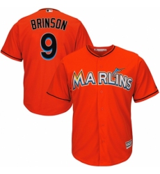 Youth Majestic Miami Marlins #9 Lewis Brinson Replica Orange Alternate 1 Cool Base MLB Jersey