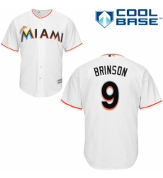 Youth Majestic Miami Marlins #9 Lewis Brinson Replica White Home Cool Base MLB Jersey