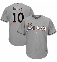 Men's Majestic Miami Marlins #10 JT Riddle Replica Grey Road Cool Base MLB Jersey
