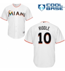 Men's Majestic Miami Marlins #10 JT Riddle Replica White Home Cool Base MLB Jersey