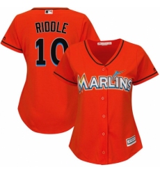 Women's Majestic Miami Marlins #10 JT Riddle Replica Orange Alternate 1 Cool Base MLB Jersey
