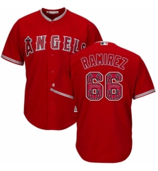 Men's Majestic Los Angeles Angels of Anaheim #66 J. C. Ramirez Authentic Red Team Logo Fashion Cool Base MLB Jersey