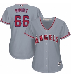 Women's Majestic Los Angeles Angels of Anaheim #66 J. C. Ramirez Replica Grey Road Cool Base MLB Jersey