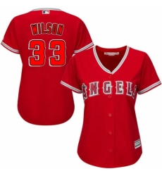 Women's Majestic Los Angeles Angels of Anaheim #33 CJ Wilson Authentic Red Alternate MLB Jersey