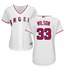Women's Majestic Los Angeles Angels of Anaheim #33 CJ Wilson Authentic White Home Cool Base MLB Jersey