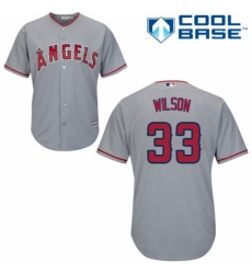 Youth Majestic Los Angeles Angels of Anaheim #33 CJ Wilson Replica Grey Road Cool Base MLB Jersey