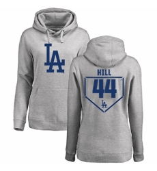 MLB Women's Nike Los Angeles Dodgers #44 Rich Hill Gray RBI Pullover Hoodie