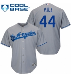 Men's Majestic Los Angeles Dodgers #44 Rich Hill Replica Grey Road Cool Base MLB Jersey