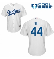 Men's Majestic Los Angeles Dodgers #44 Rich Hill Replica White Home Cool Base MLB Jersey