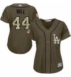 Women's Majestic Los Angeles Dodgers #44 Rich Hill Authentic Green Salute to Service MLB Jersey