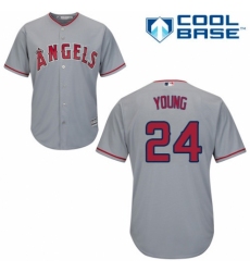 Men's Majestic Los Angeles Angels of Anaheim #24 Chris Young Replica Grey Road Cool Base MLB Jersey